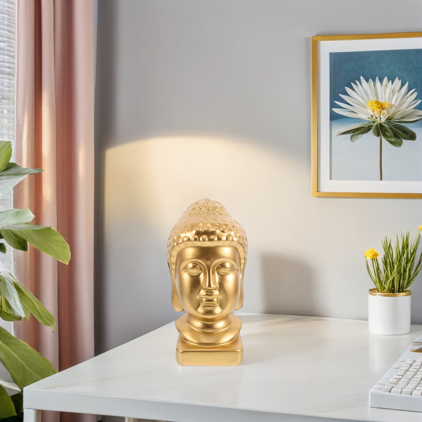 Resin Art Home Decor - Статуэтка головы Будды из смолы: элегантная,