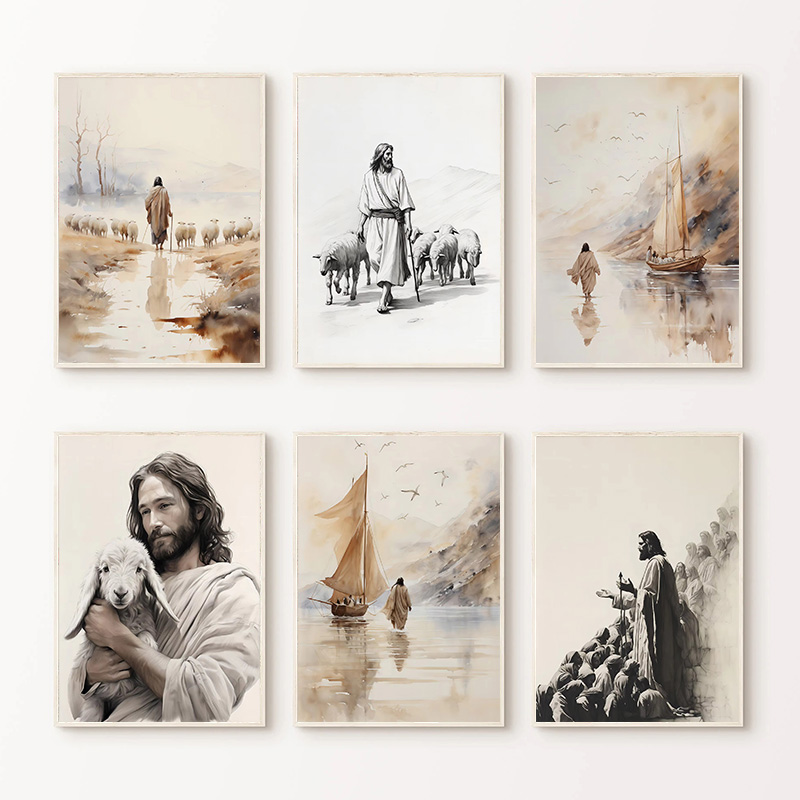Resin Art Home Decor - Христианский постер «Иисус ходит по воде»: