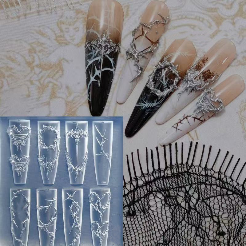 Resin Art Templates Free - 3D шипы дизайн ногтей силиконовые формы