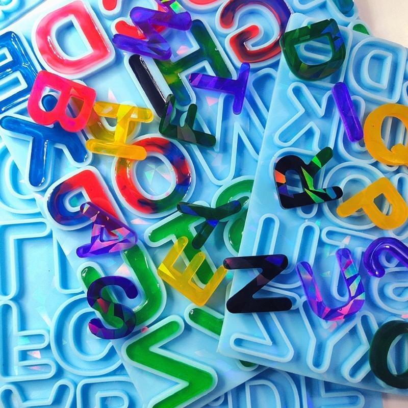 Resin Art Letter Keychain - Смола для сережек с буквами, голографические