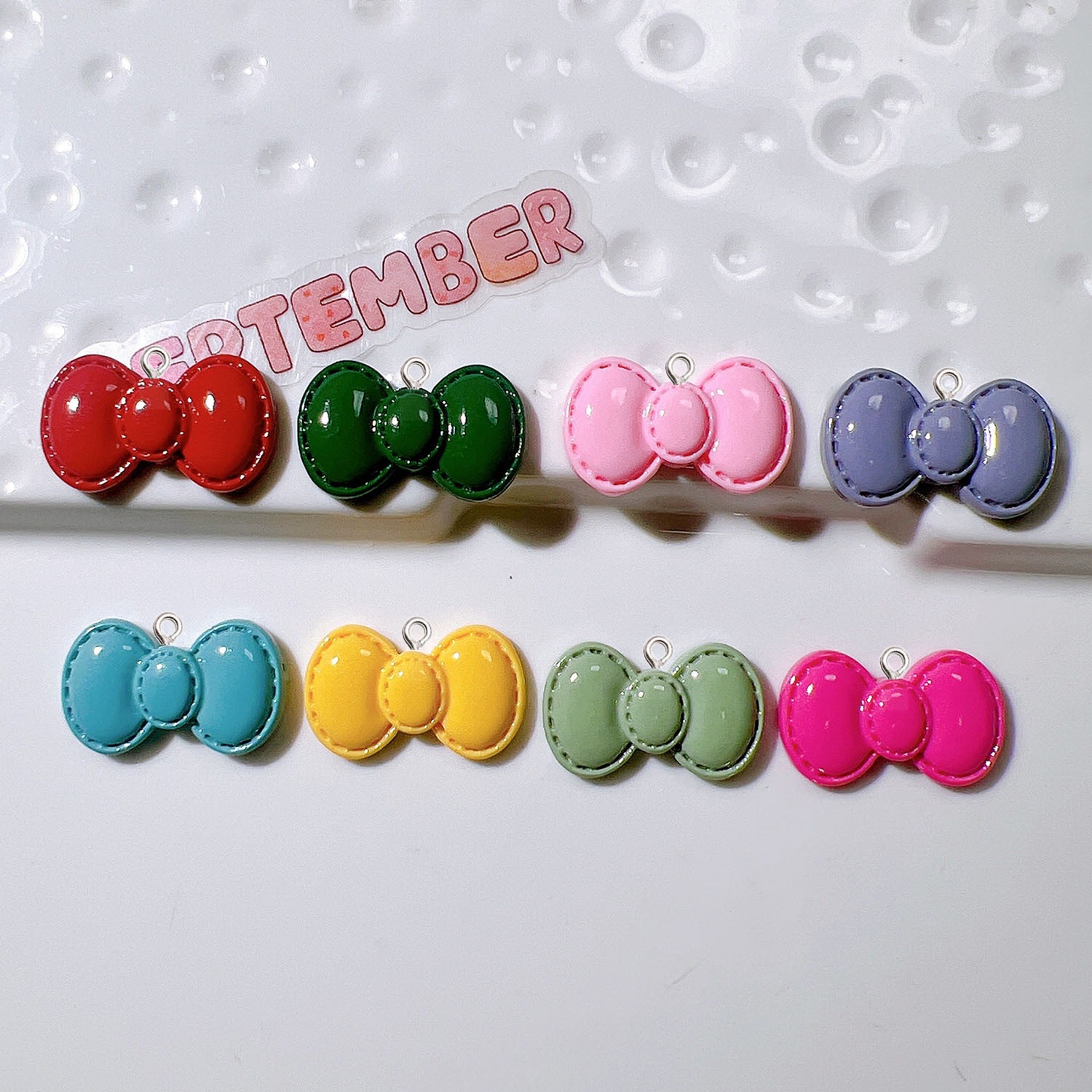 Resin Art Earrings Material - 10 шт., милый мультяшный бант, кулон