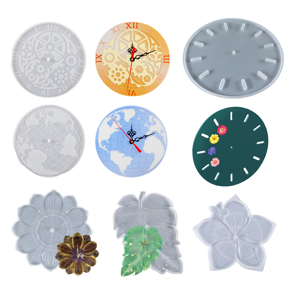 Resin Art Wall Clock - Карта мира Лист лотоса Сакура Часы
