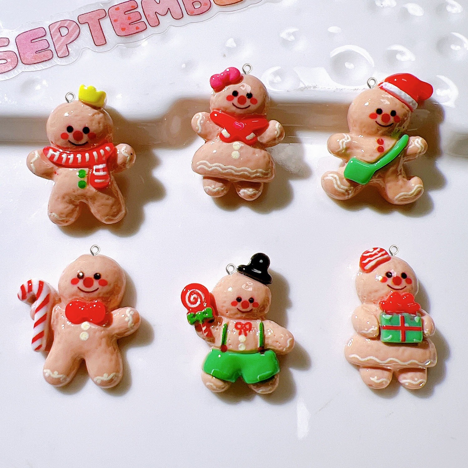 Resin Art Earrings Material - 10 шт., милая рождественская кукла, плоская