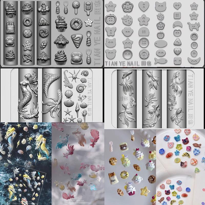 Resin Art Templates Free - 3D-шаблоны для ногтей из мягкого силикона:
