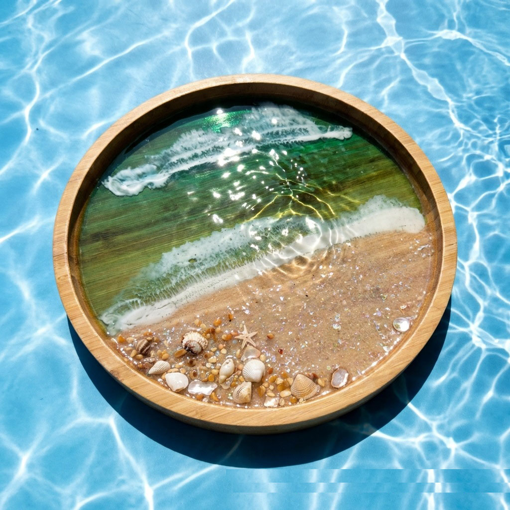Деревянный поднос с декором из – обзор и цена Resin Art Wooden Tray