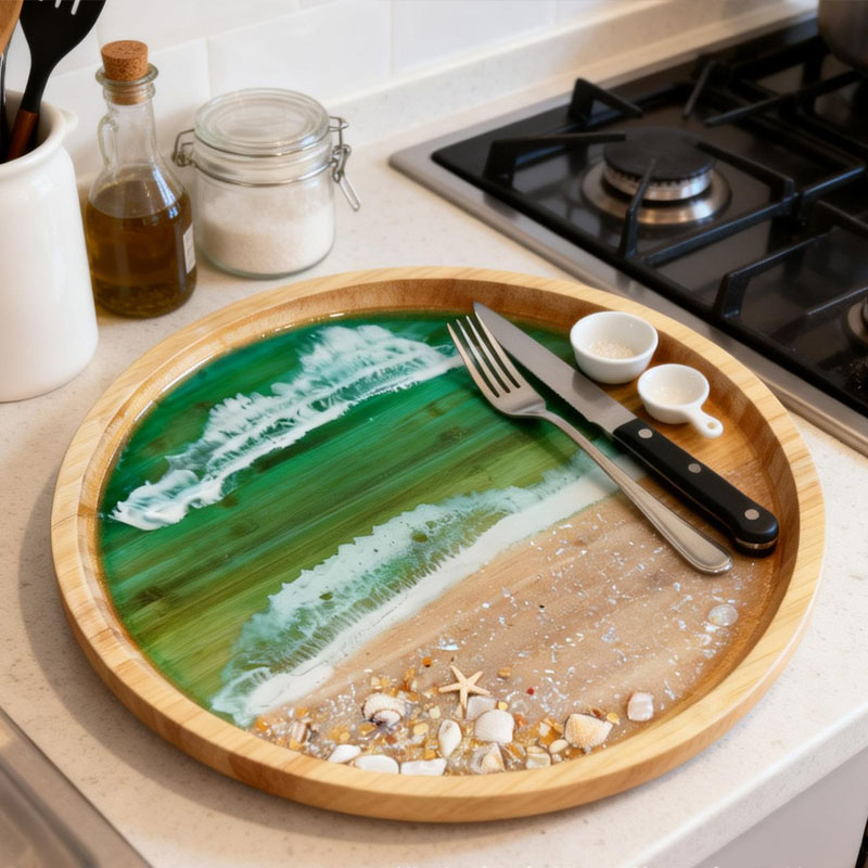 Деревянный поднос с декором из – обзор и цена Resin Art Wooden Tray