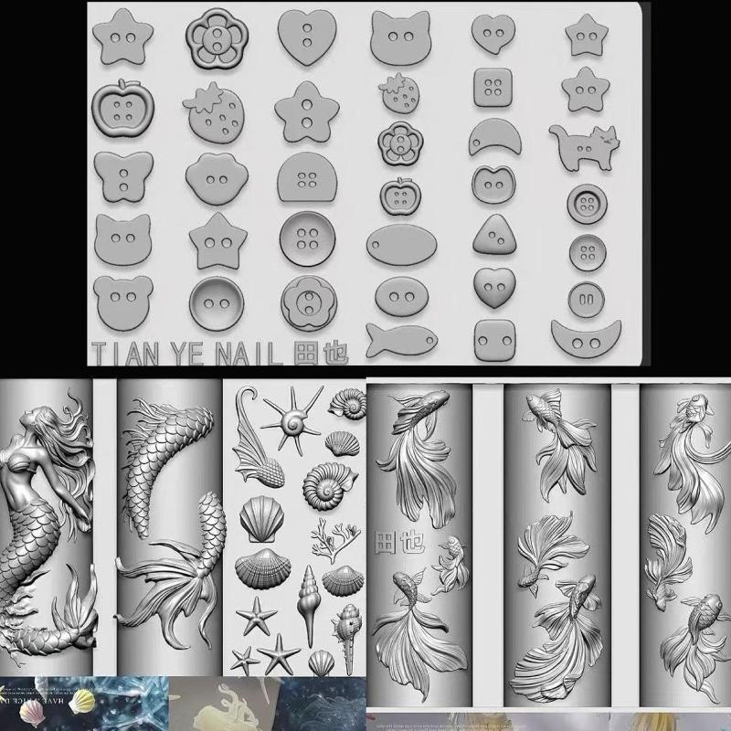 3D-шаблоны для ногтей из мягко – обзор и цена Resin Art Templates Free